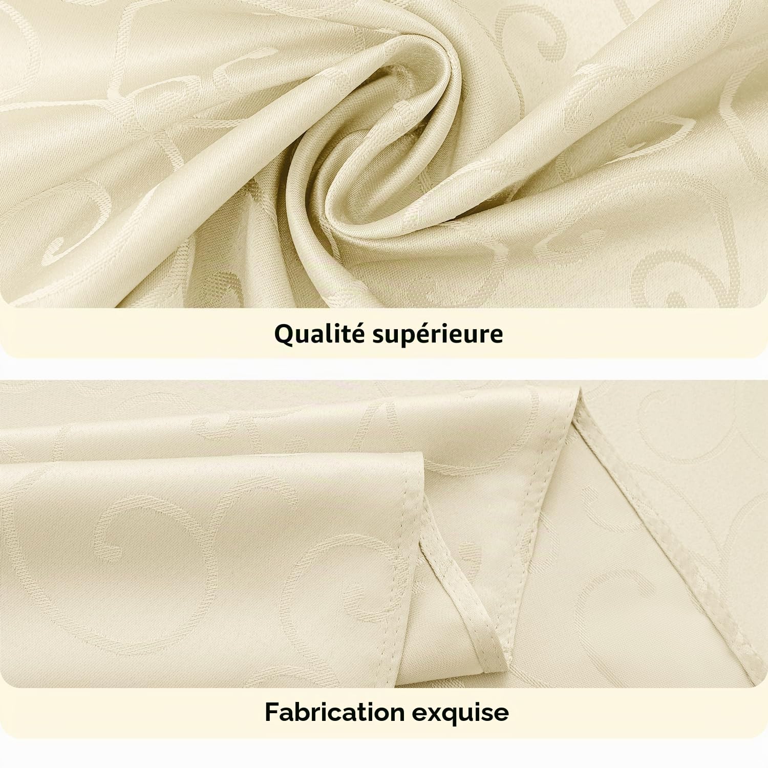 Romanstile Nappe Beige Rectangulaire 150x350 cm Blanche Jacquard Anti Tache, Lavable Décoration de Table pour Printemps, Pâques, Extérieurs, Jardin, Anniversaires, Mariage, Fête, Buffet