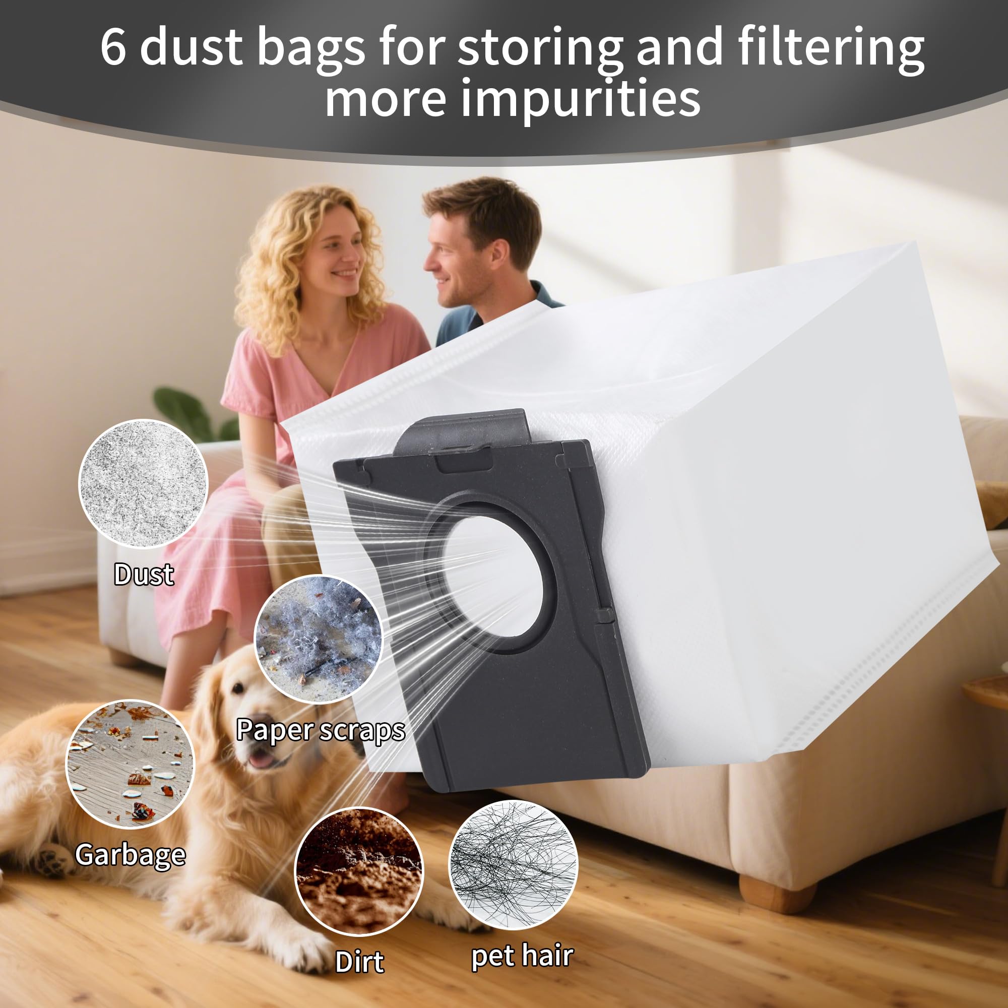 Accessori per Dreame L10s Pro Ultra Heat/L10s Ultra Gen 2/X30 Ultra/Mova E30 Ultra,Include 6 Asciugamani, 6 Spazzole Laterali, 6 Sacchetti a Vuoto, 4 Filtri, 1 Spazzola Principale, 1 Spazzola Piccola