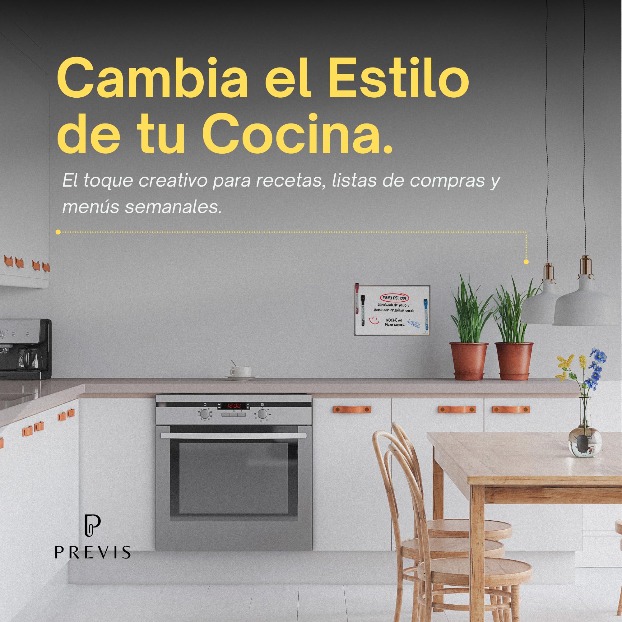 PREVIS Pizarra Adhesiva Pared Blanca Magnetica A4 30x21cm + 3 Rotulador Borrable - Papel Pizarra Adhesivo Pared - Rollo Vinilo Hogar y Oficina - No Daña Pared Fácil de Trasladar