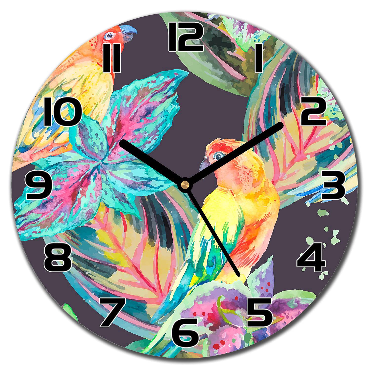 Horloge en verre perroquets idious pour illuminer votre salon moderne