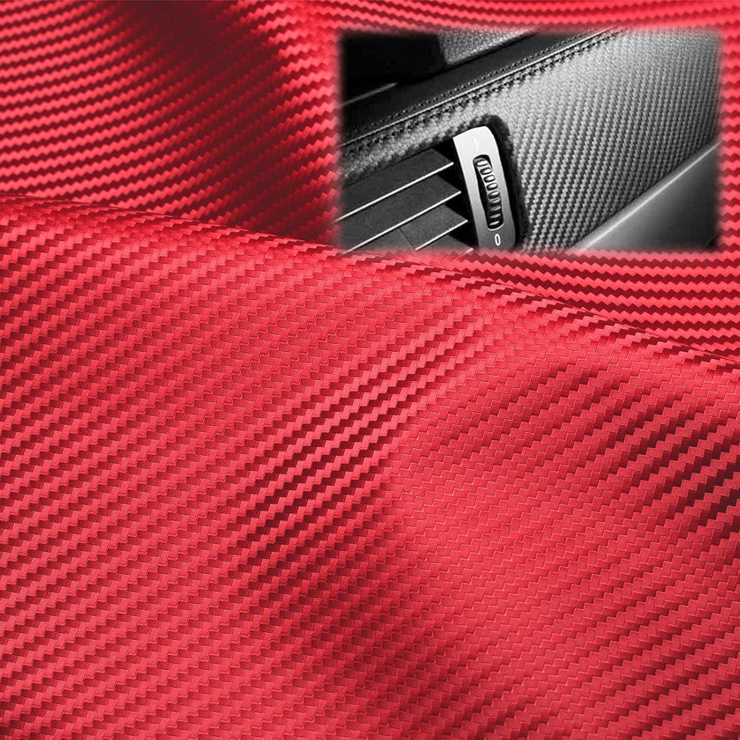 EZAUTO WRAP 36"x54" (3FTx4.5FT) Red Fabric Carbon Fiber 54" Wide Cloth Marine Vinyl Plain Weave Upholstery Automotive Seat Cover