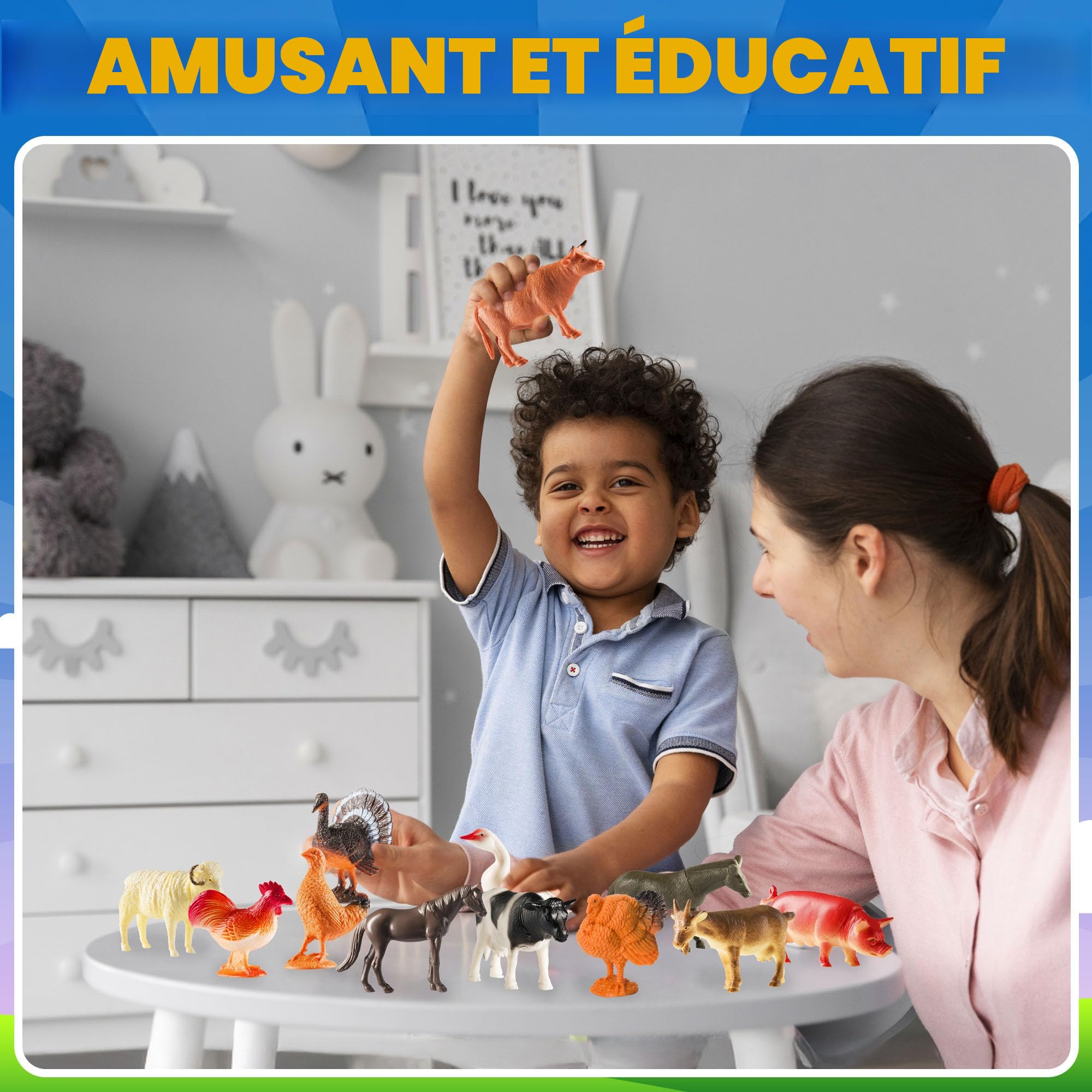 Lot De 12 Figurines Animaux De La Ferme – Réalistes Et Résistantes – Jouet éducatif PVC Pour Enfants Dès 3 Ans