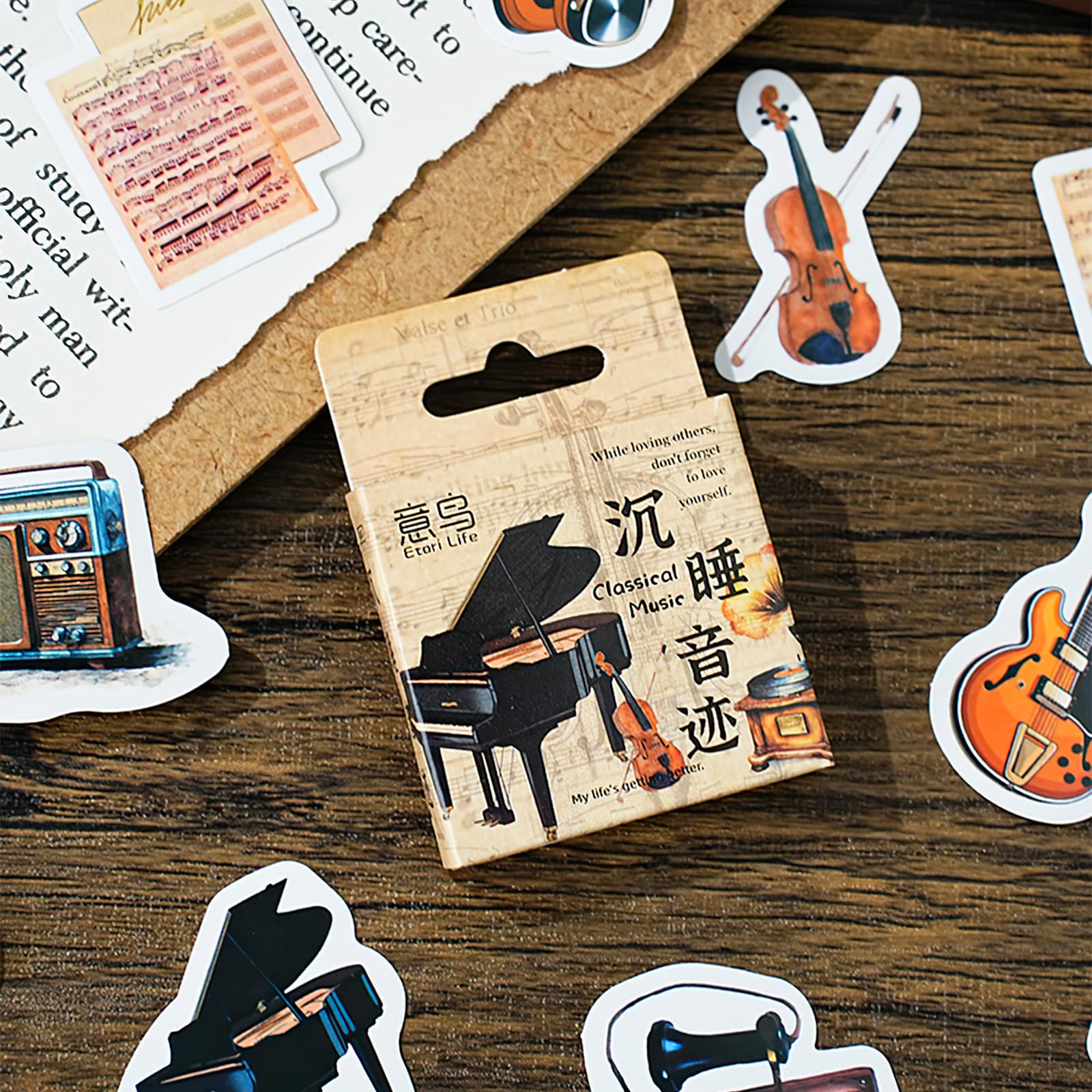 46PCS Musical Instrument Stickers,Vintage Musical Theme Stickers for Children Teens Adults Travel Case Laptop, Planners - Image 4
