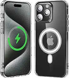 Capa para iPhone 15 Pro Max, Capinha Clear Case Magnetica Compativel com Mag-Safe Anti-Amarelamento Transparente, Resistente a Riscos e Anti Impacto Capa de Telefone para iPhone 15 Pro Max