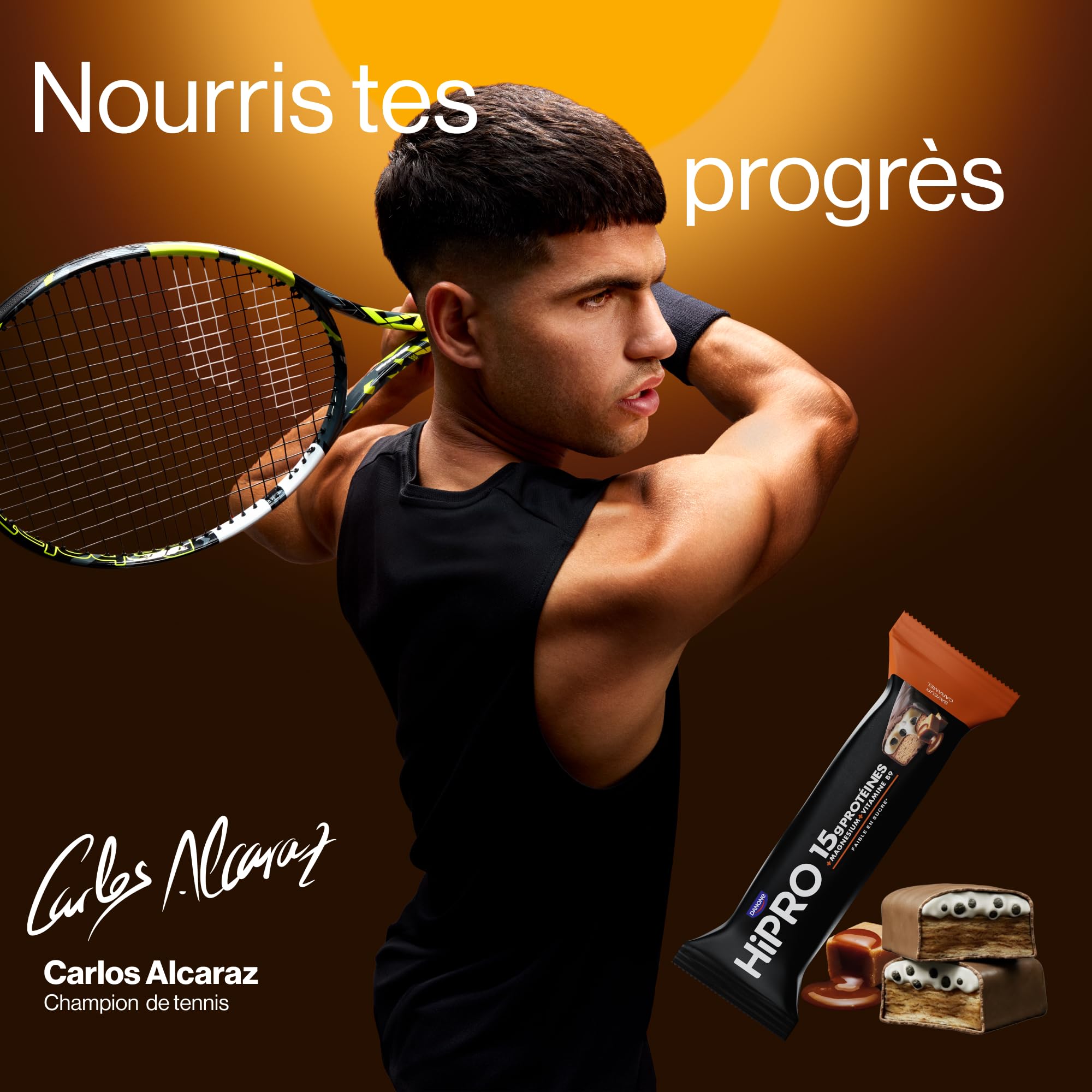 HiPRO Barre Protéinée – Caramel – 45g – Riche en Protéines, Magnésium & Vitamine B9 - Pack de 12