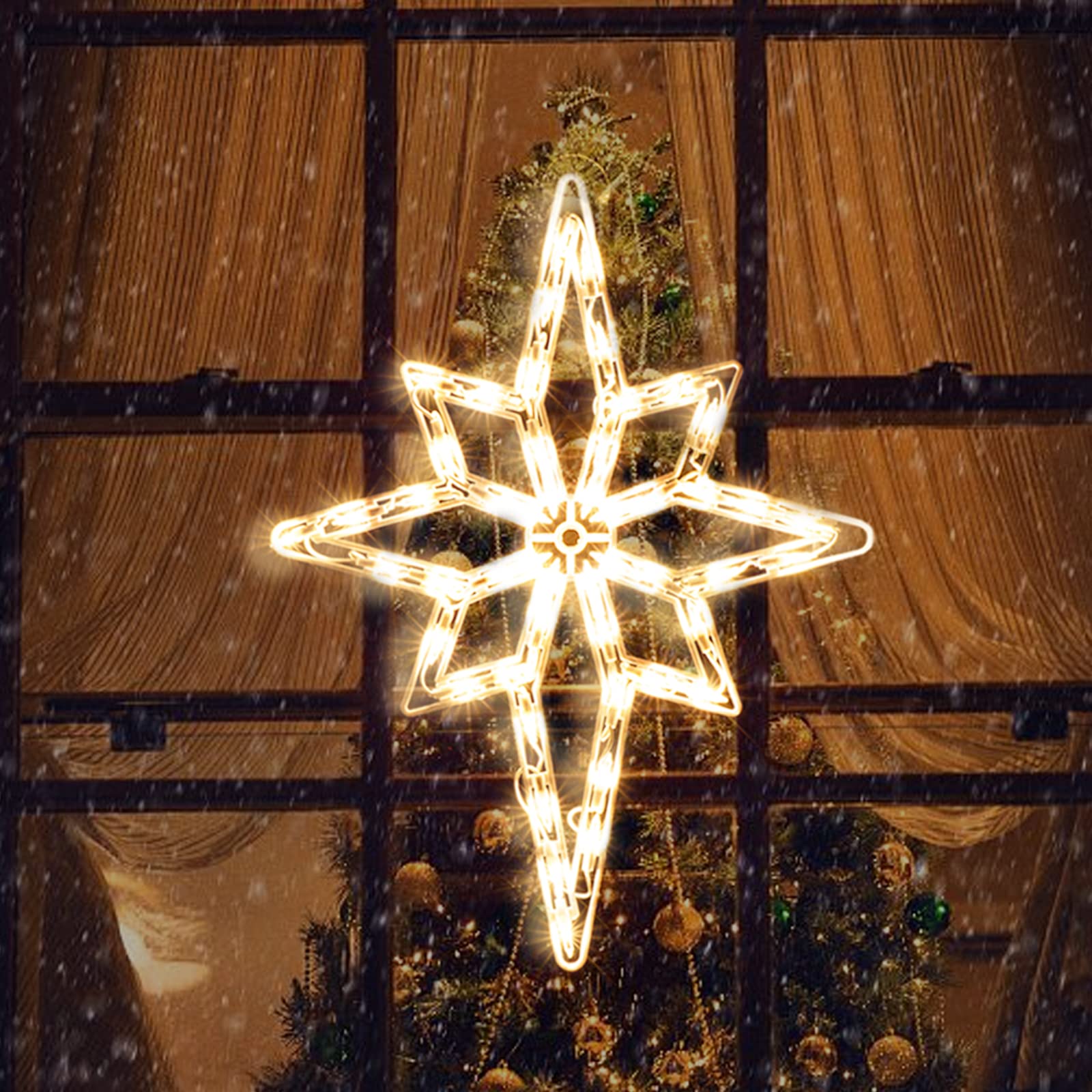 48,2 cm Weihnachts-Fenster-Silhouette-Lichter, Dekoration, 50 l Weihnachtsskulptur, einschließlich: 1 x Bethlehem-Stern