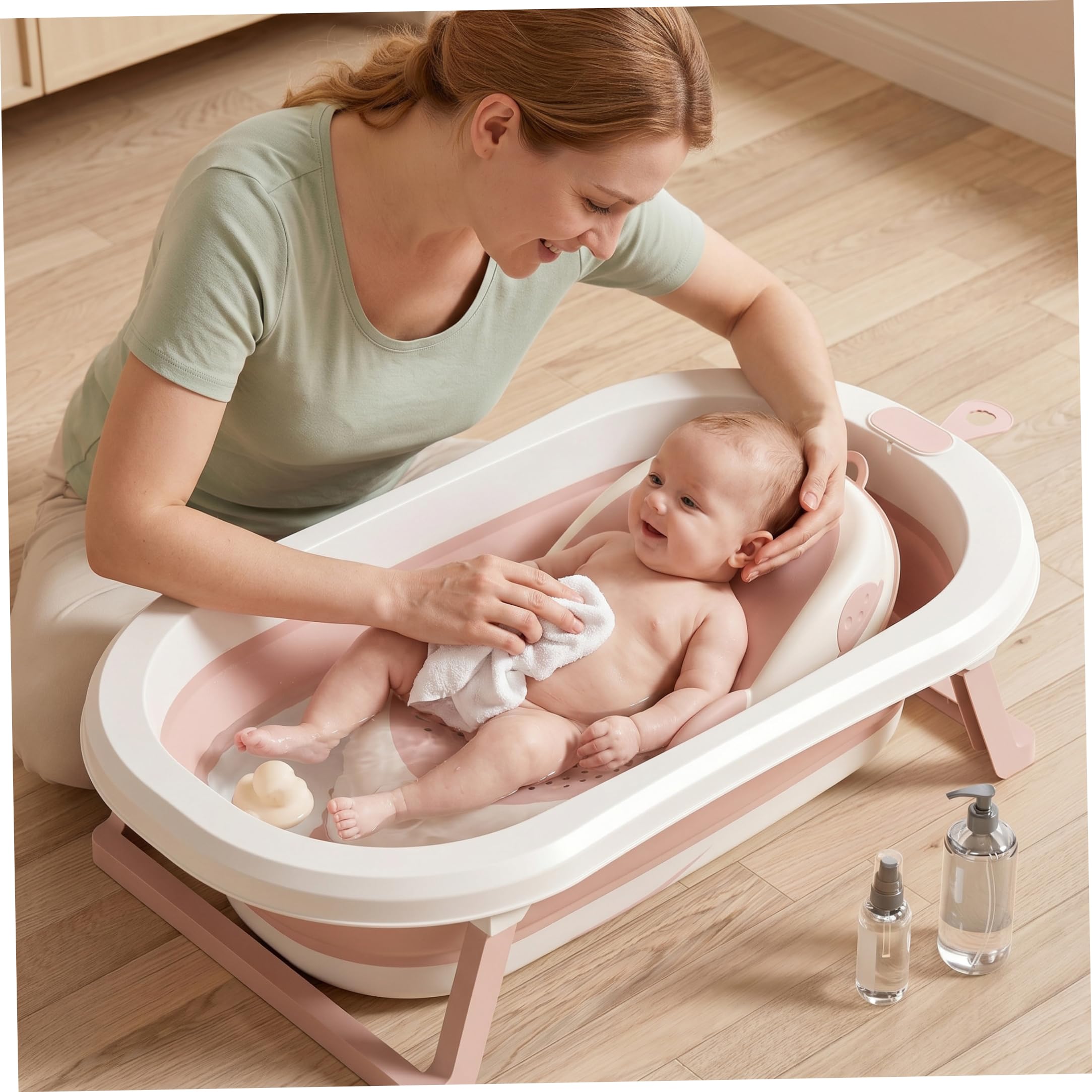 Bañera para bebé, asiento de baño plegable para bebé, soporte de baño seguro, cojín de malla para recién nacido, se adapta a la mayoría de las bañeras, estilo 2