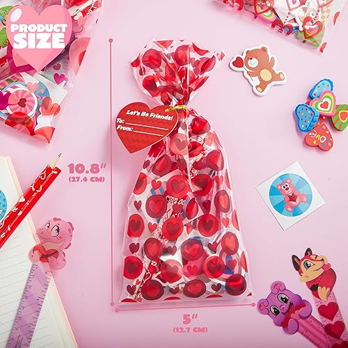 Miniatura 5 de JOYIN Paquete de 28 regalos de papelería para el día de San Valentín para niños, bolsas de golosinas con juego de recuerdos de fiesta para