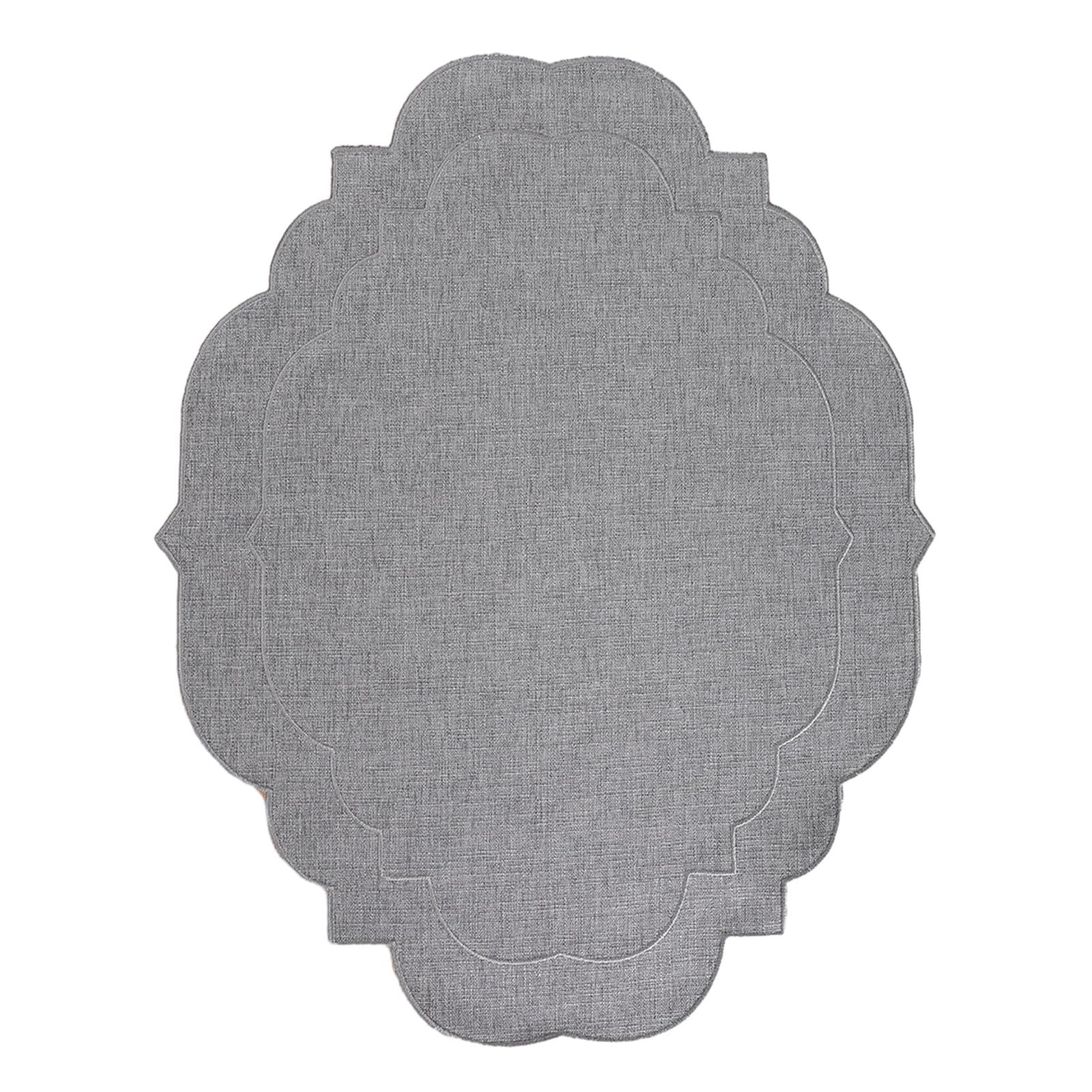 Virelynx Linen Placemats with Embroidery – Overlocking Dining Placemats Durable, Anti-Slip Table Protector for Hotel Restaurant Kitchen