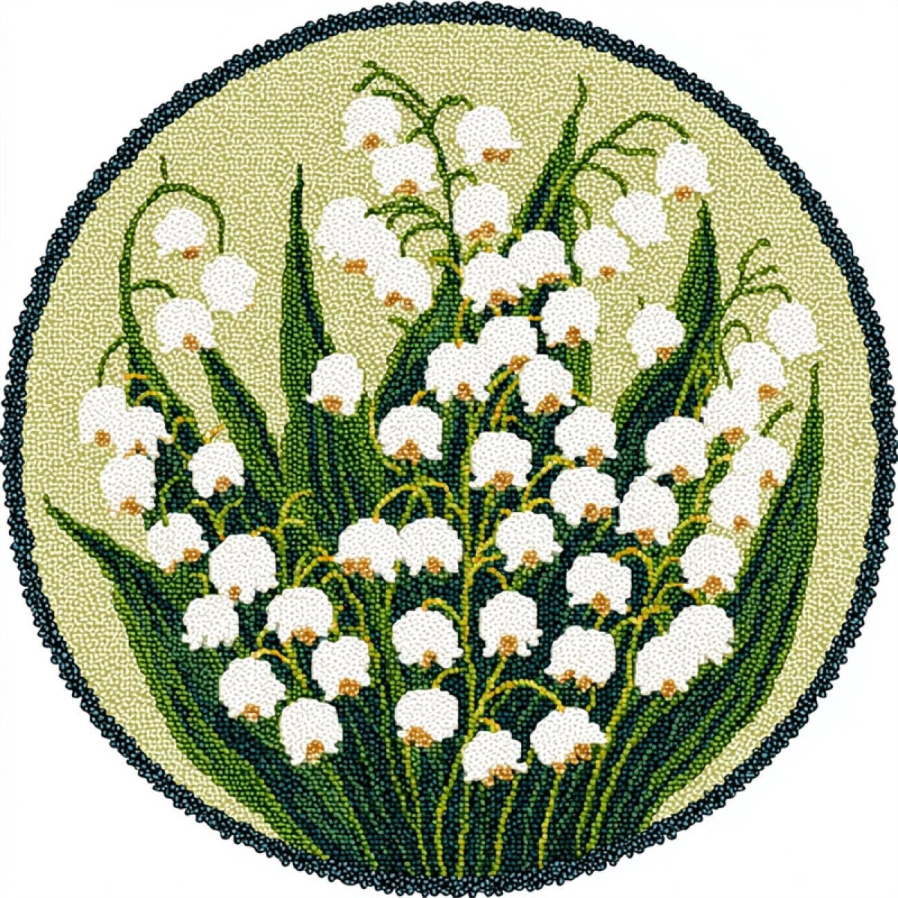Kitquiver Rug Latch Hook Craft Kits White Lily of the Valley 60x60cm