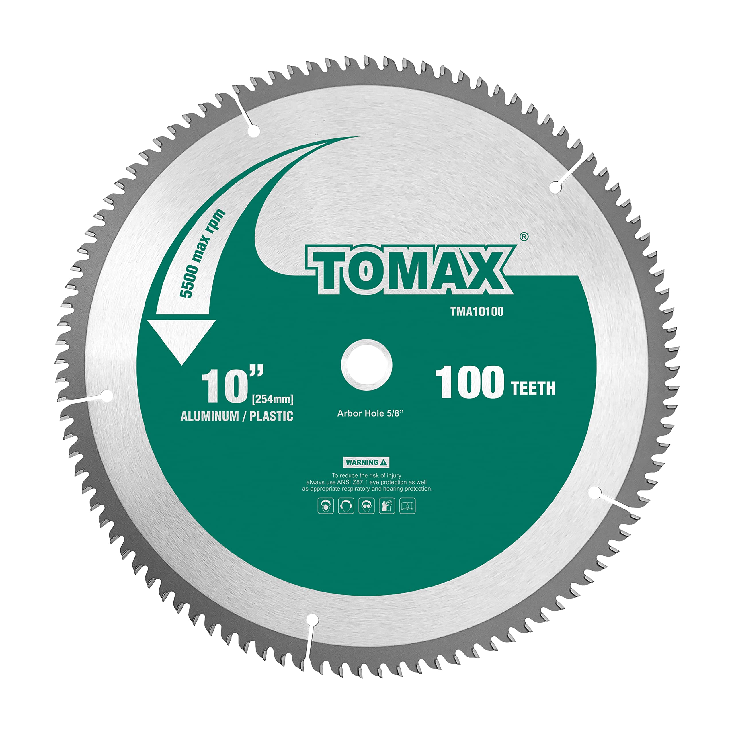 TOMAX 10-Inch 100 Tooth TCG Thin Aluminum and Non-Ferrous Metal Saw Blade with 5/8-Inch Arbor