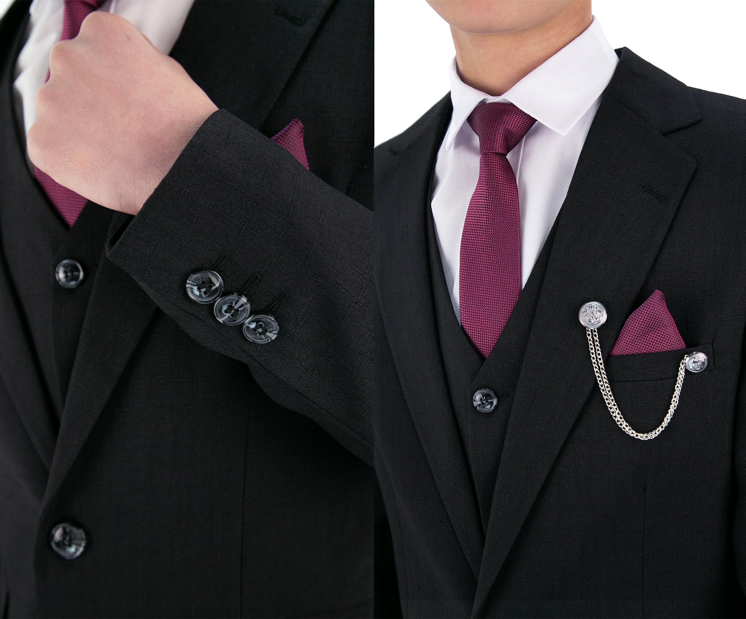 Chłopięcy teksturowany 8-częściowy strój formalny – zestaw slim fit dla Pageboy, na ślub, komunię, wiek 1-16 lat
