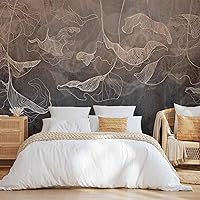 Vista 5 de artgeist Mural de pared Flores y plantas, 154 x 110 pulgadas, papel tapiz autoadhesivo extraíble grande, diseño impreso, mural de líneas de cemento