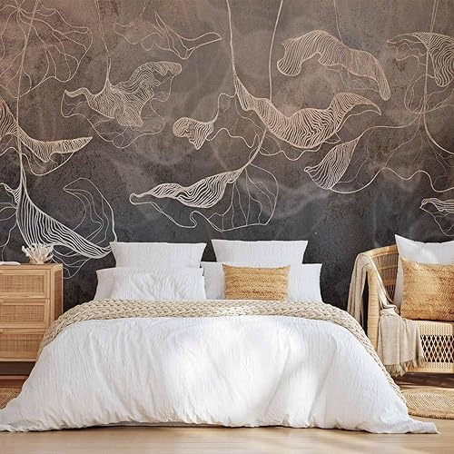 Miniatura 5 de artgeist Mural de pared Flores y plantas, 154 x 110 pulgadas, papel tapiz autoadhesivo extraíble grande, diseño impreso, mural de líneas de cemento