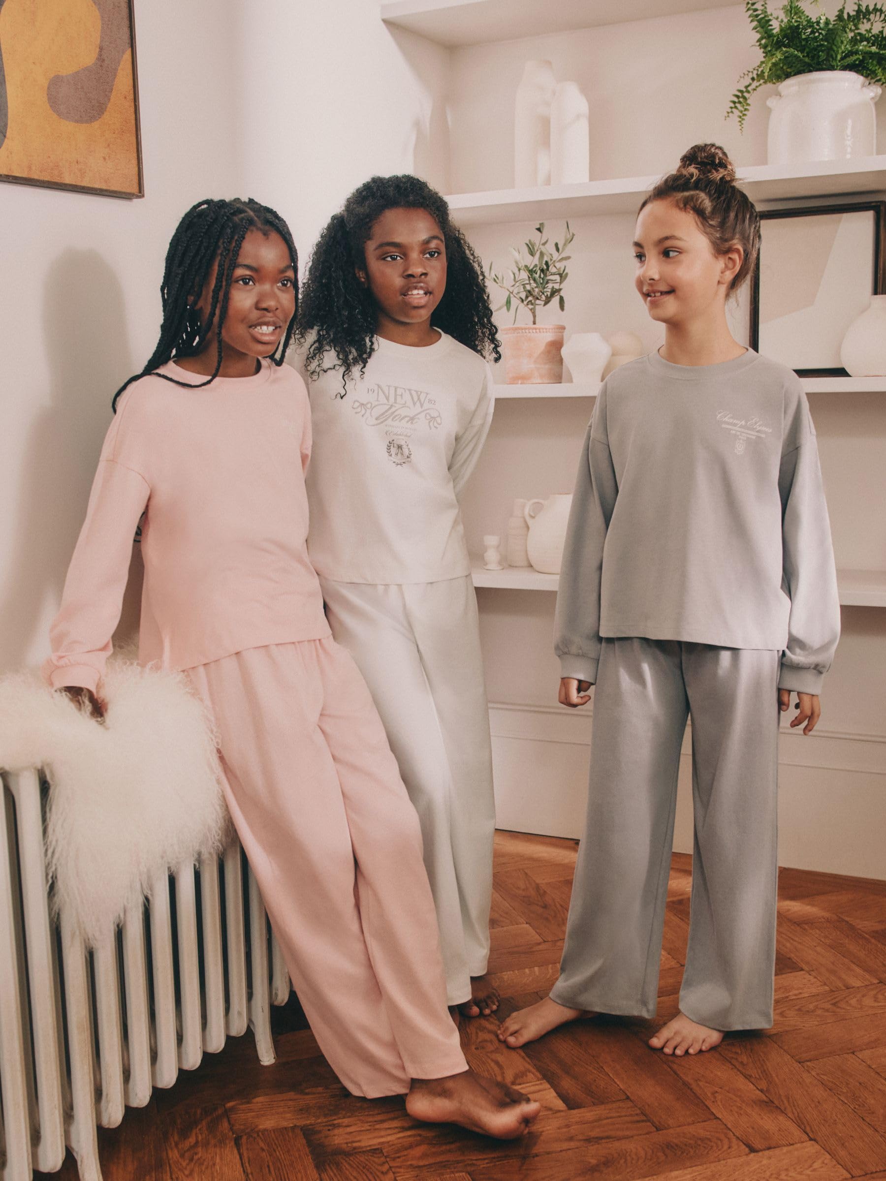 NEXT Mädchen Schlafanzug mit weitem Bein, 3er-Pack