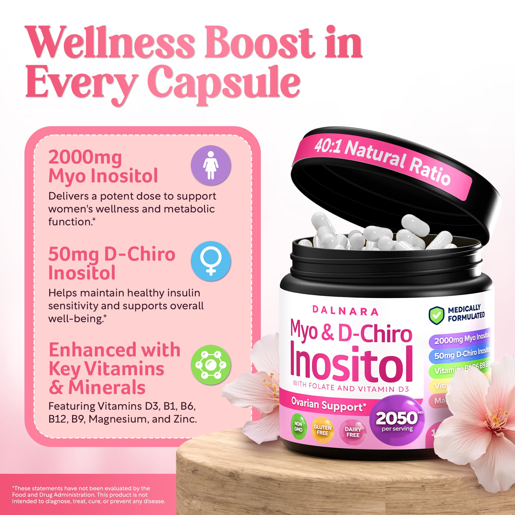 Myo-Inositol & D-Chiro Inositol Supplement for Women 120ct Ideal 40:1 Ratio — Amazon image 2