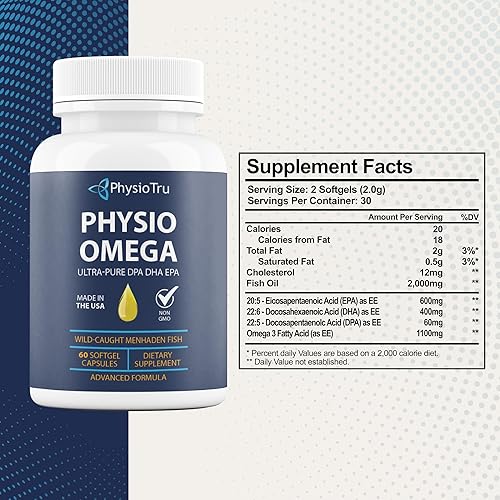 Miniatura 2 de Physio Omega - Suplemento Omega 3 - De origen sostenible - con DPA, EPA y DHA - Aceite de pescado sin eructos - Paquete de 4