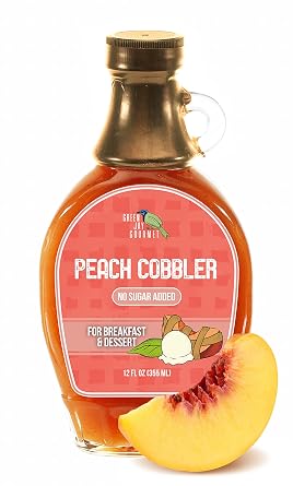 Green Jay Gourmet No Sugar Added Peach Cobbler Syrup - Fruit Syrup - 12 Oz