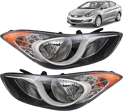 Repuesto para Hyundai 2011-2013 Elantra GLS, Limited, Sedan (construido en Estados Unidos) Conjunto de faros delanteros halógenos lado izquierdo y