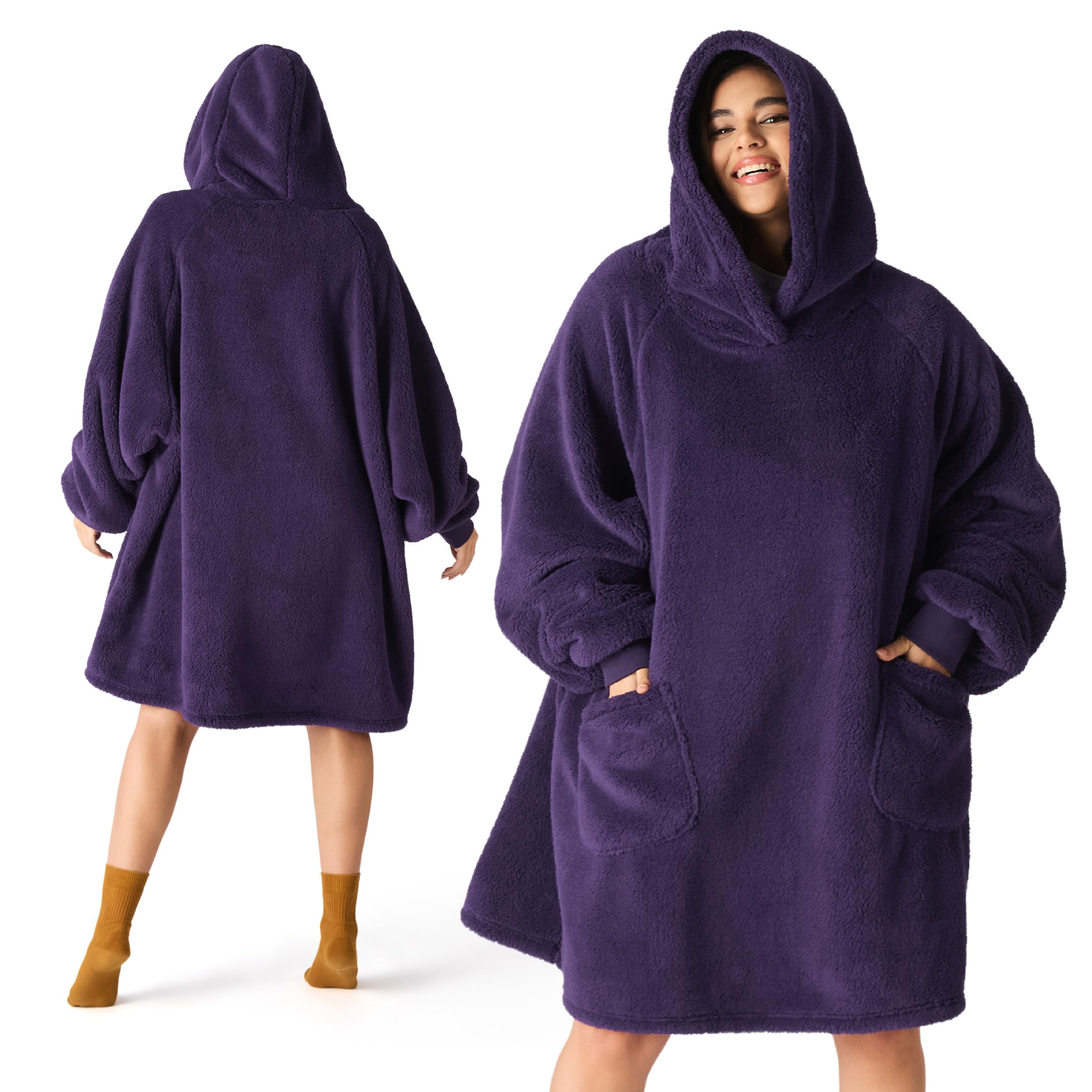 BEDSURE Hoodie Decke mit Ärmeln Geschenke Lila - 95x85cm