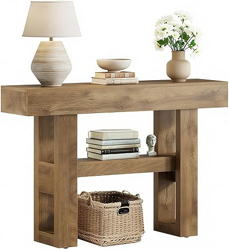 Miniatura 6 de Tribesigns Mesa consola de 41.34 pulgadas, mesa de entrada rústica con almacenamiento de 2 niveles, muebles de sofá estrecho para vestíbulo, sala de