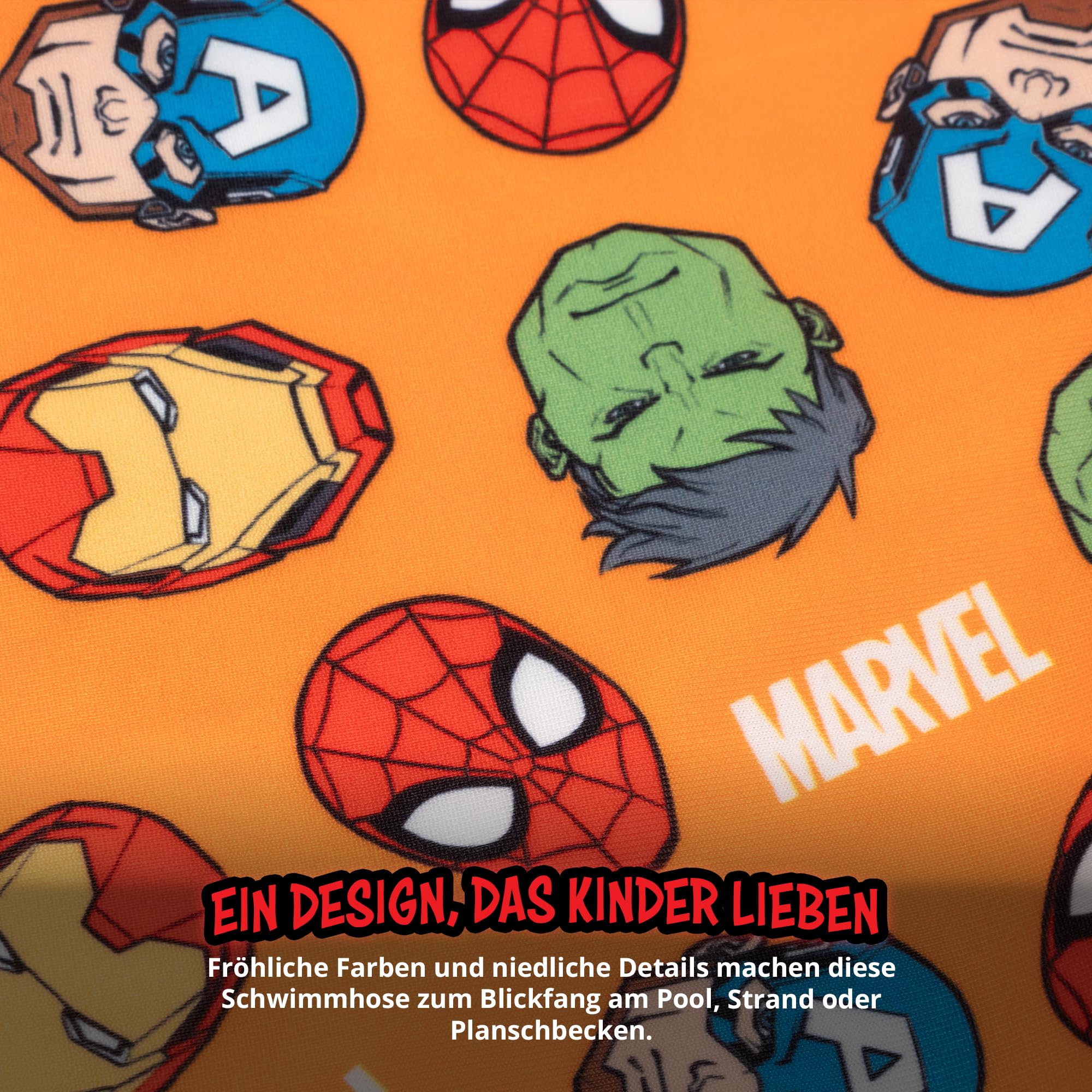 United Labels Marvel The Avengers Badehose für Jungen, Orange, Badeshorts Kinder, Schwimmhose