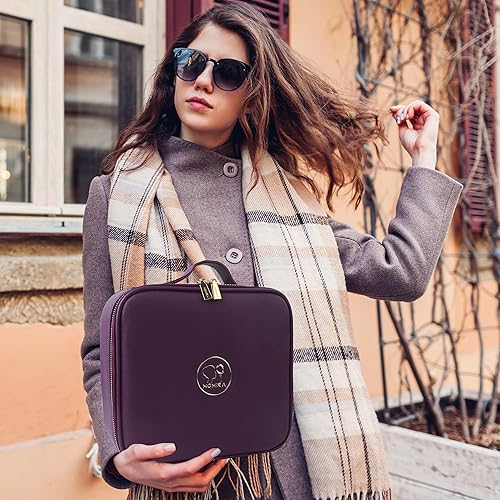 Vista 57 de MOMIRA Estuche de maquillaje con luz y espejo, organizador de cosméticos grande con divisores ajustables para cosméticos, espejo de maquillaje