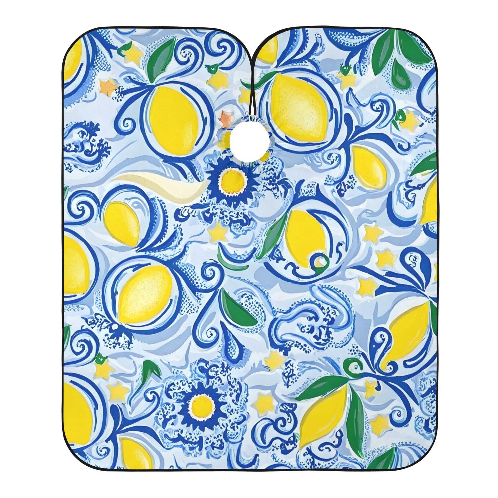 Hezely Lemon Print Hair Dye Cape, Barber Cape for Adults,Waterproof Salon Cape,Waterproof Hairdressing Styling Hair Cutting, 65