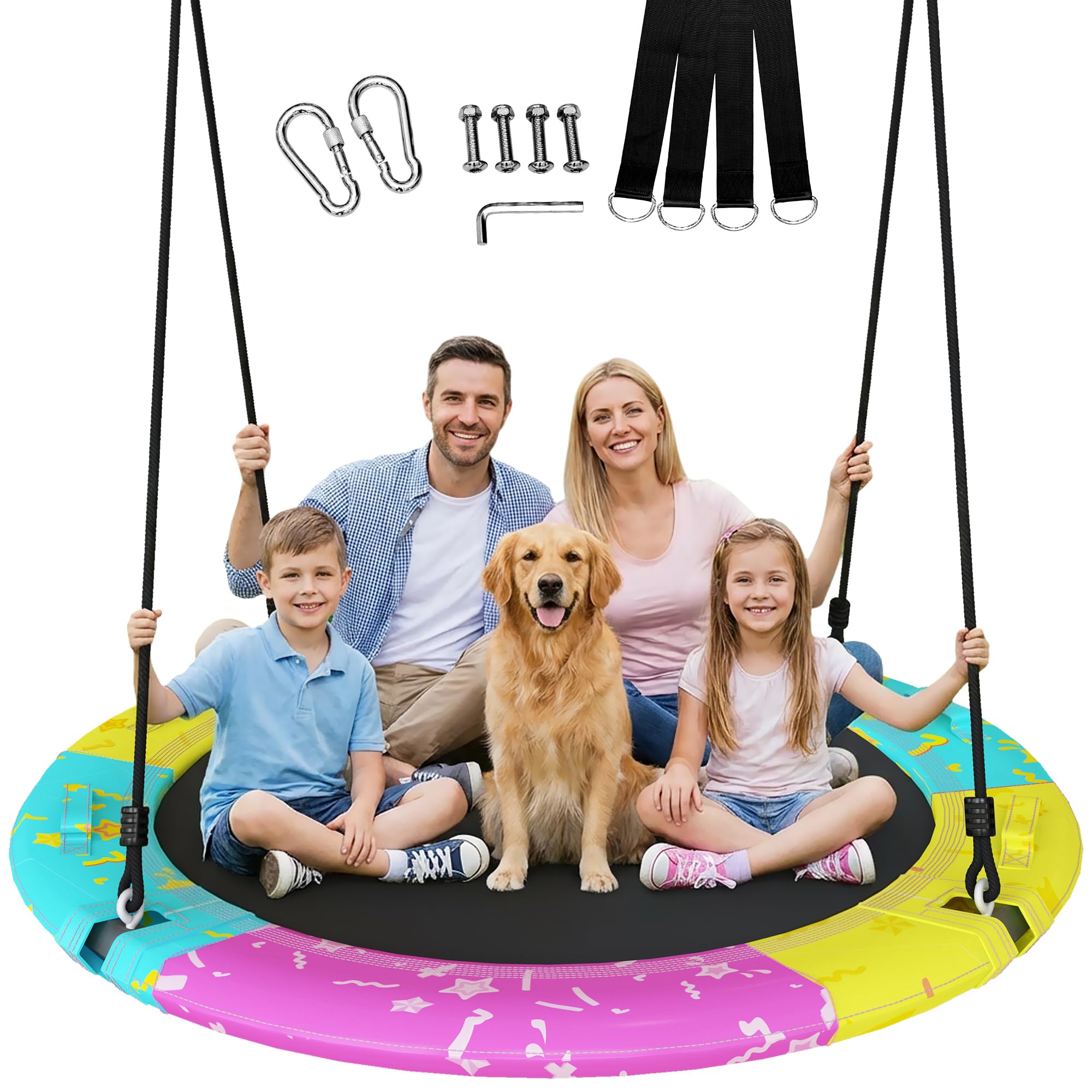 Lamerge 48 Inch Saucer Swing, Tree Swing for Kids, 900 lb Capacity