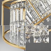 Vista 6 de LMQNINE Modern Foyer Chandelier, Gold Crystal Chandelier Entryway Pendant Light Fixture, Round Adjustable Height Chandeliers for Kitchen Island