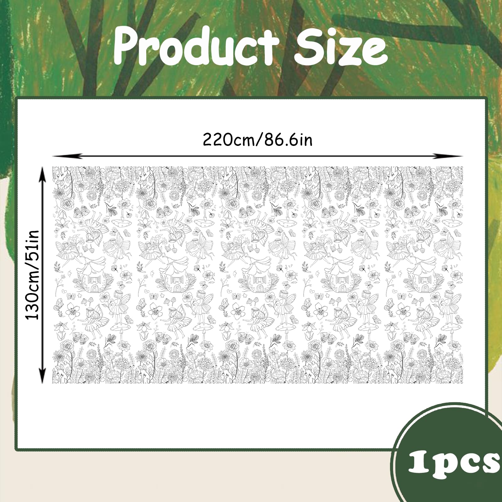 Coloring Tablecloth for Kids,137*274cm Giant Colouring Table Cloth,Paper Tablecloths Flowers and Butterflies Rectangular Table Cover for Parties,Art Coloring Educational Tablecloth for Boys Girls - Image 2