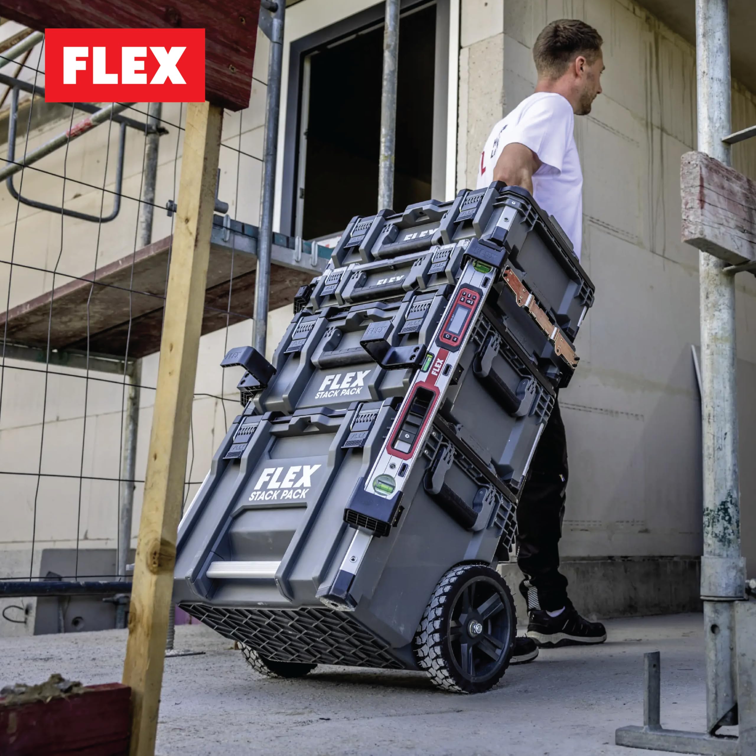 Flex Walizka transportowa Big Organizer STACK (z odpornego na uderzenia tworzywa sztucznego, dł. x szer. x wys. 560 x 397 x 143 mm, z metalowym zamknięciem ryglowym, walizka narzędziowa) 531467
