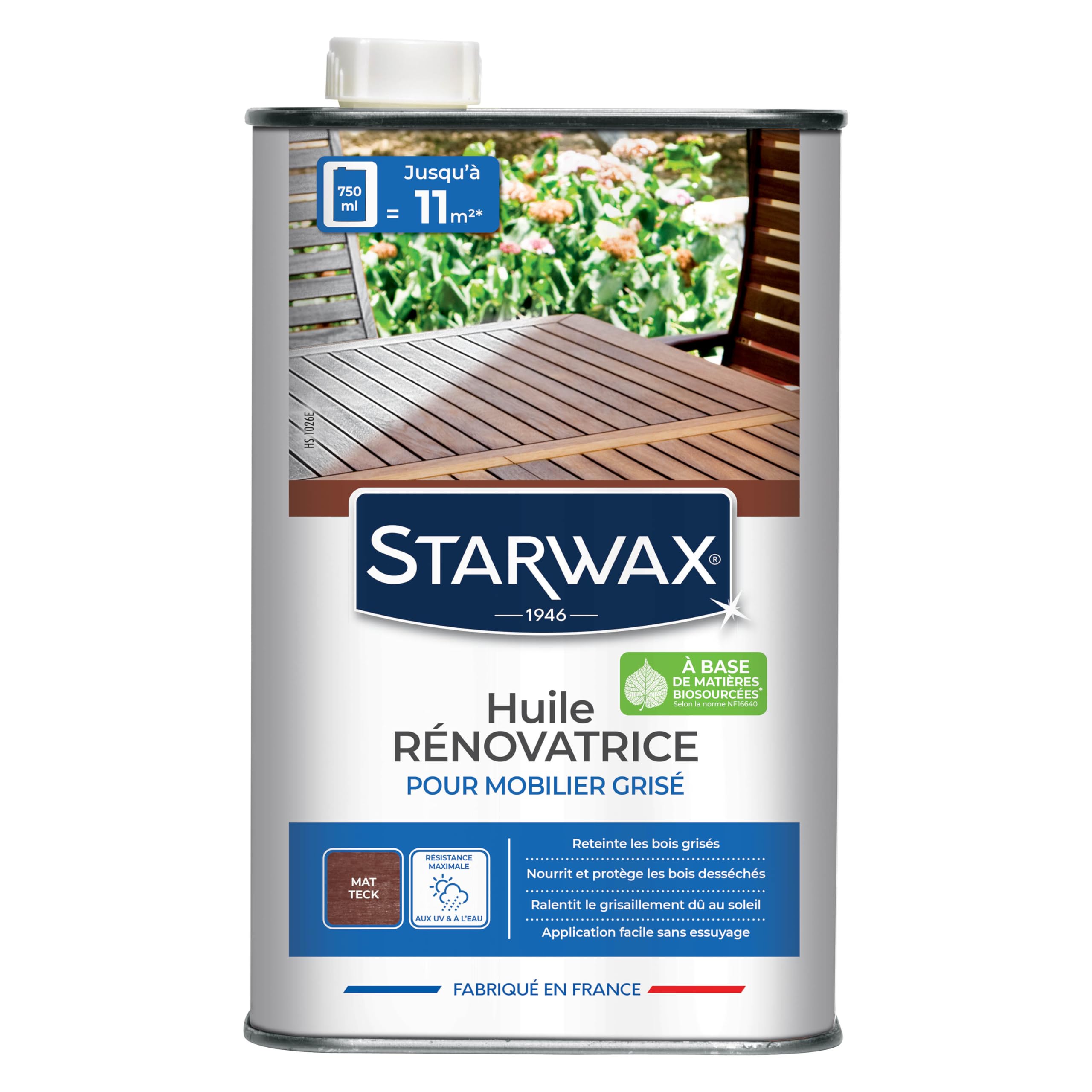 STARWAX Aceite fácil aplicación Tinte Teca – 750 ml – Efecto renovador: reaviva el Brillo de Las Maderas Grises, exótica