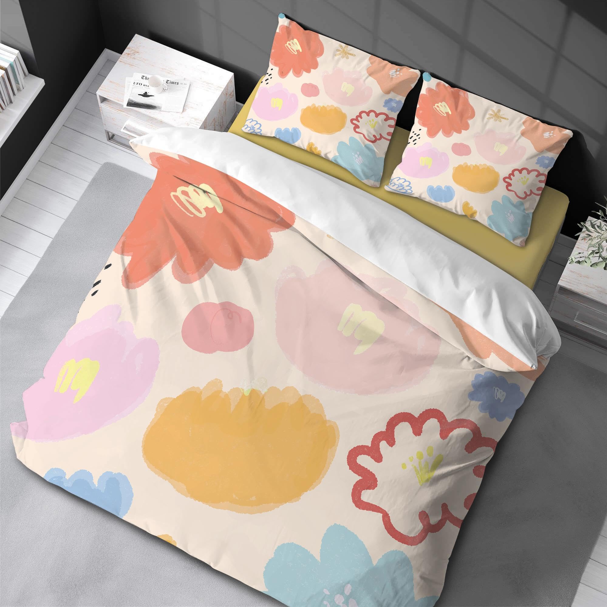 Ensemble de lit dessin animé fleuri pour créer un cocon coloré et joyeux dans la chambre