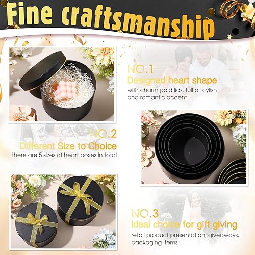 Miniatura 9 de Harloon 5 cajas de regalo redondas grandes con tapas, caja de flores, caja redonda de cartón, cajas florales para arreglos, cajas de regalo de