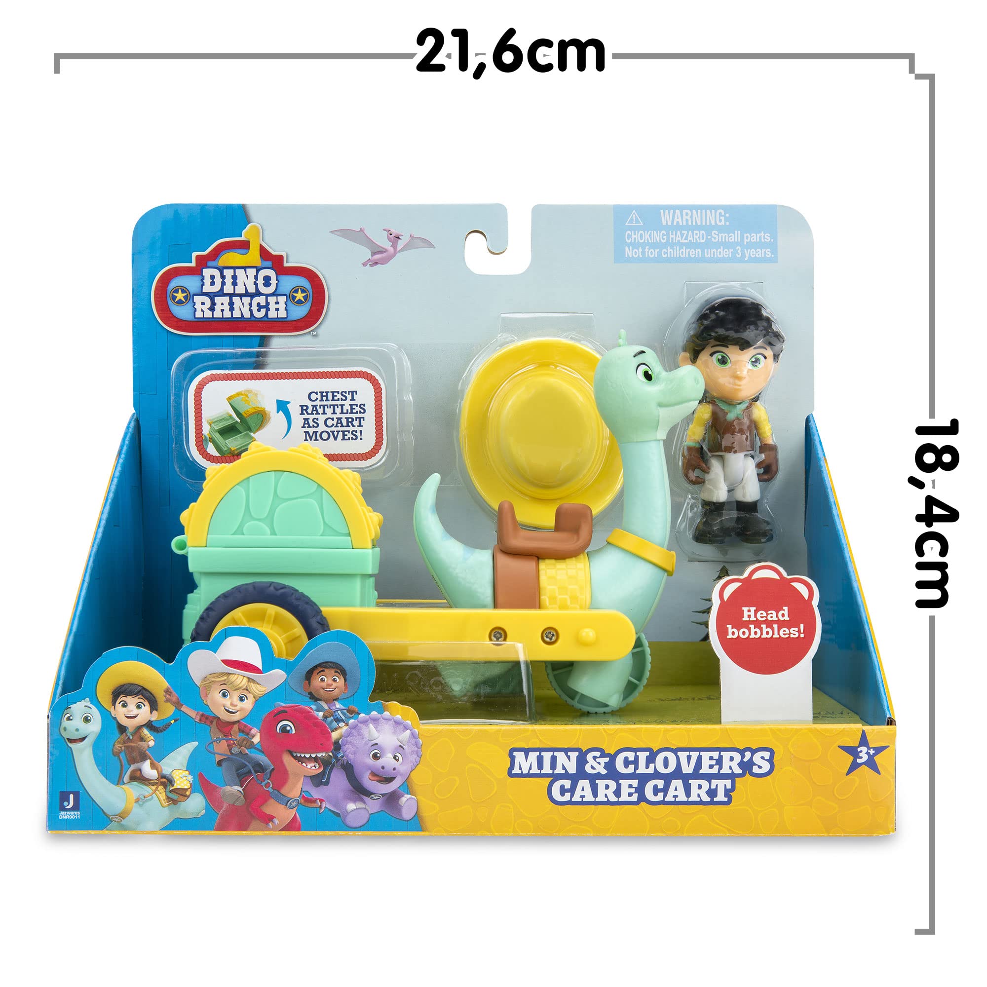 Giochi Preziosi Dino Ranch Min & Clover, pojazd z dinozaurem i postacią o wysokości ok. 7,5 cm, jak widać w telewizji, dla dzieci od 3 lat, DNA03200