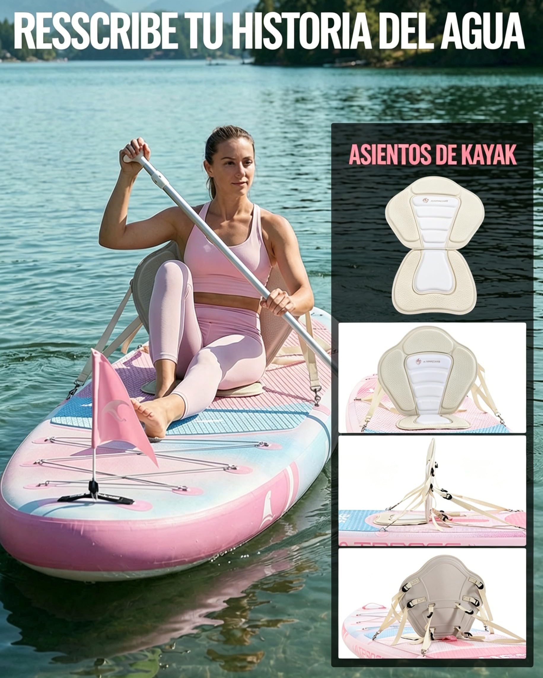 Tabla Sup Hinchable 2 Personas Set Completo Accesorios | Extra Ancha 320x84cm Carga 200kg Gran Estabilidad y Cubierta Antideslizante