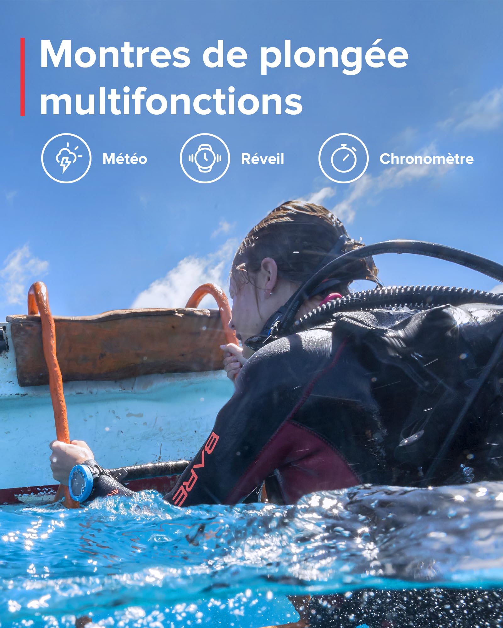 SUUNTO Dive Zoop Novo Montre de Plongée Numérique avec Grand Écran Rétroéclairé, Étanche à 80 m, Ordinateur sous-Marine avec Fonctions de Réveil, Météo, 1.5 Ans d'Autonomie en Mode Subaquatique