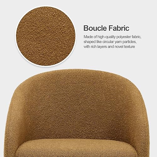 Miniatura 5 de RêveLife Boucle - Juego de 2 sillas de comedor, modernas de mediados de siglo, sillas de comedor con respaldo de barril, sillas de brazo tapizadas