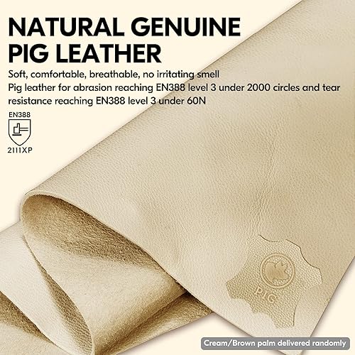 Miniatura 6 de Vgo... - 1 par de guantes de trabajo para invierno de cuero de cerdo y forro para temperaturas de 32F o más, guantes de seguridad (talla XL, azul,