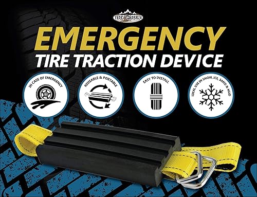 Miniatura 2 de TRACGRABBER Tire Traction Device for Cars & Small SUVs, Set of 4 - Made in the USA, Anti Skid Emergency Tire Straps to Get Unstuck from Snow, Mud, &