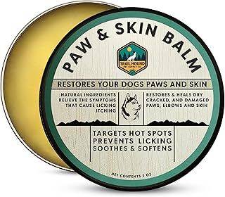 Trail Hound Dog Paw Balm – Natural Dog Paw Protector for Dry, Cracked Heels – Soothes Itchy Skin, Lick-Safe Paw Soother for Dogs – Nose Balm for Dry Snout & Paws, Softens & Repairs – 2oz