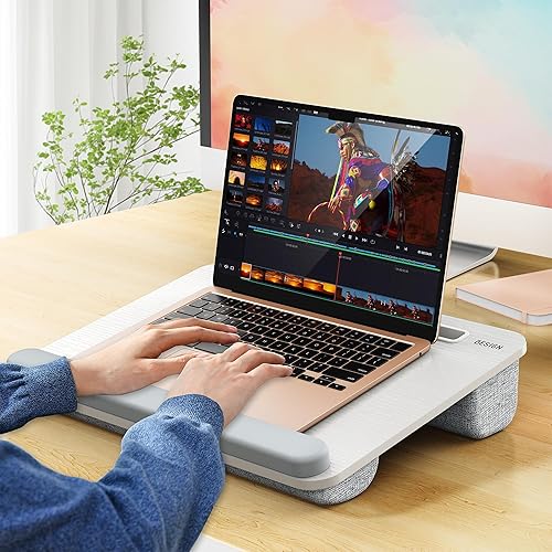 Miniatura 2 de Besign LT08 - Soporte para laptop, escritorio de regazo portátil con cojín de almohada, se adapta a portátiles de hasta 14 pulgadas, con tira