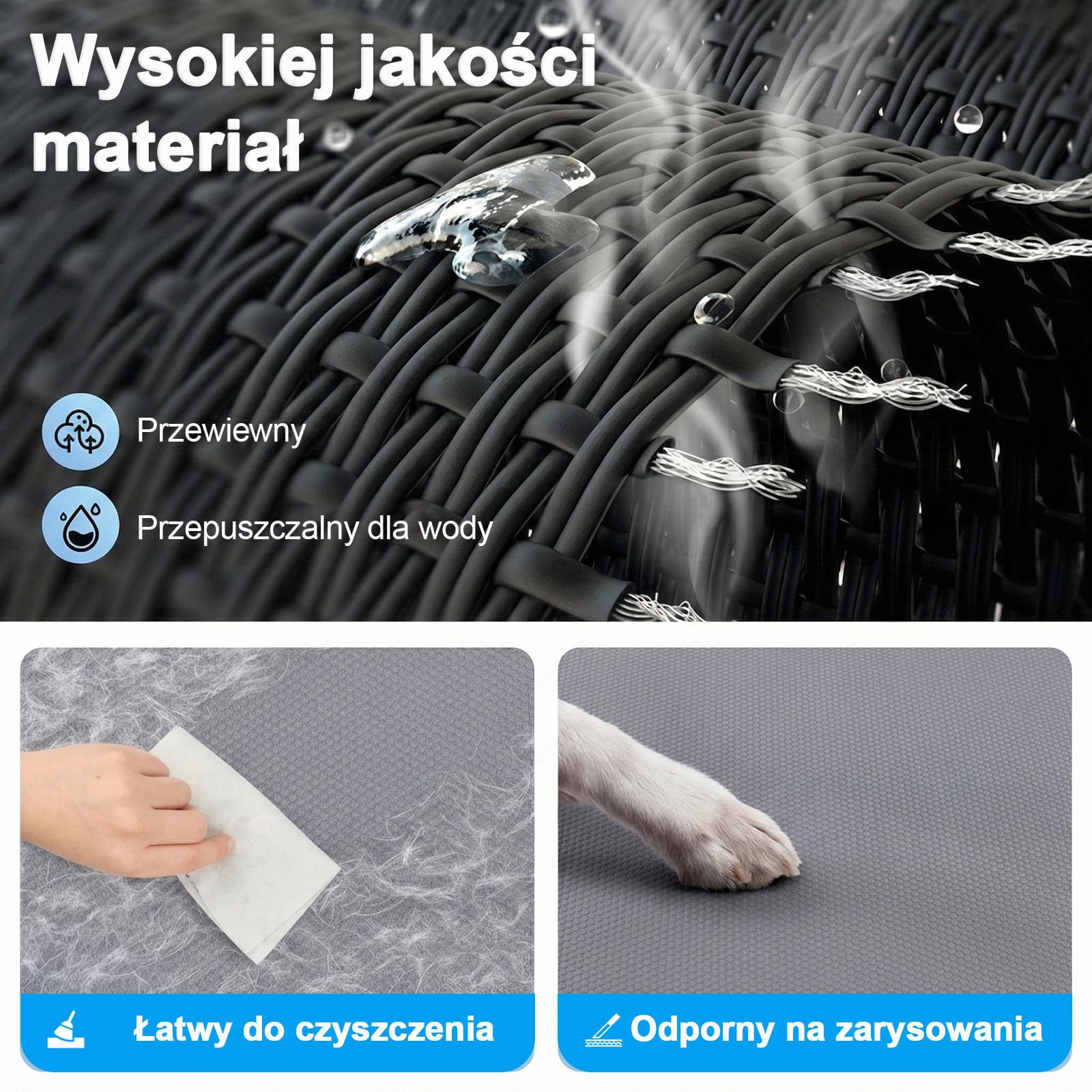 Niubya Podwyższone Legowisko dla Małych Psów M 90x63x19 cm, Siatka Chłodząca Odporna na Gryzienie, Stal Antykorozyjna, do Użytku Wewnątrz i na Zewnątrz