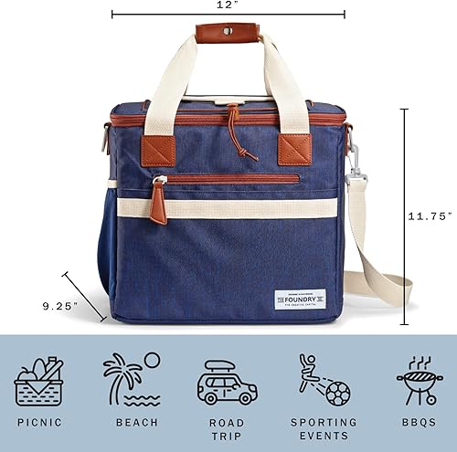 Miniatura 2 de Fit & Fresh Bolsa térmica suave aislada azul marino para 24 latas, 7.12 litros, portátil, a prueba de fugas, aislada, con forro de PEVA