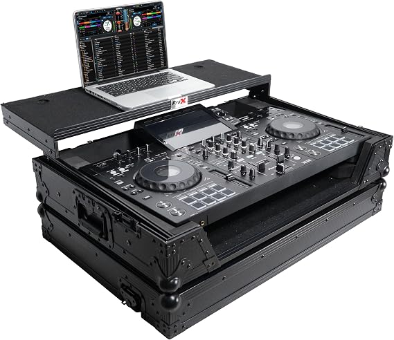 ProX XS-XDJRX3WLTBL ATA Flight Case For Pioneer DDJ-REV5 XDJ-RX3 DJ Controller w/Laptop Shelf, 1U Rack Space & Wheels Black