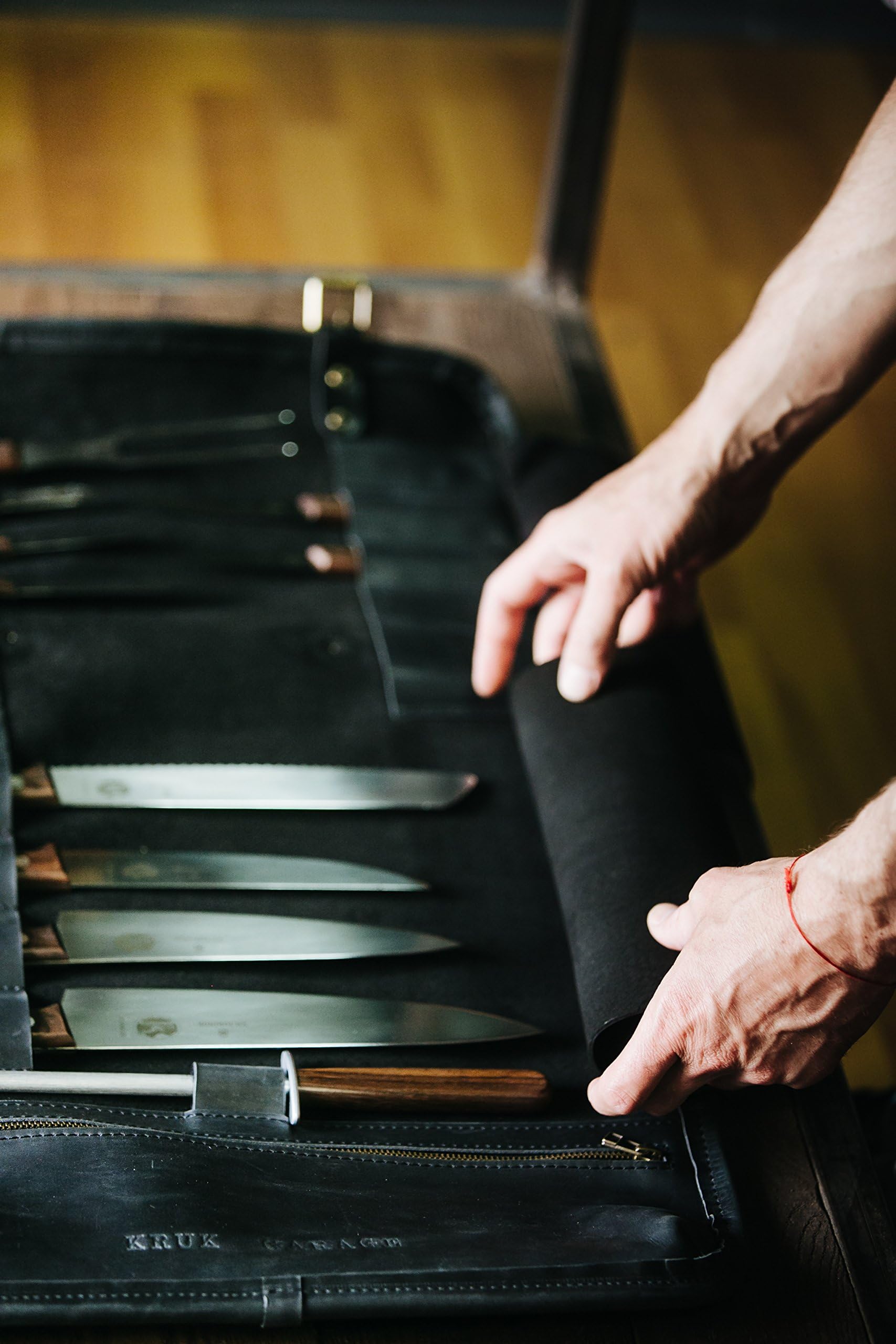 Knife roll Chefs roll by Kruk Garage Gifts for chef's Leather knife roll Knives storage Tool roll Men gift Chef gift FREE PERSONALIZATION
