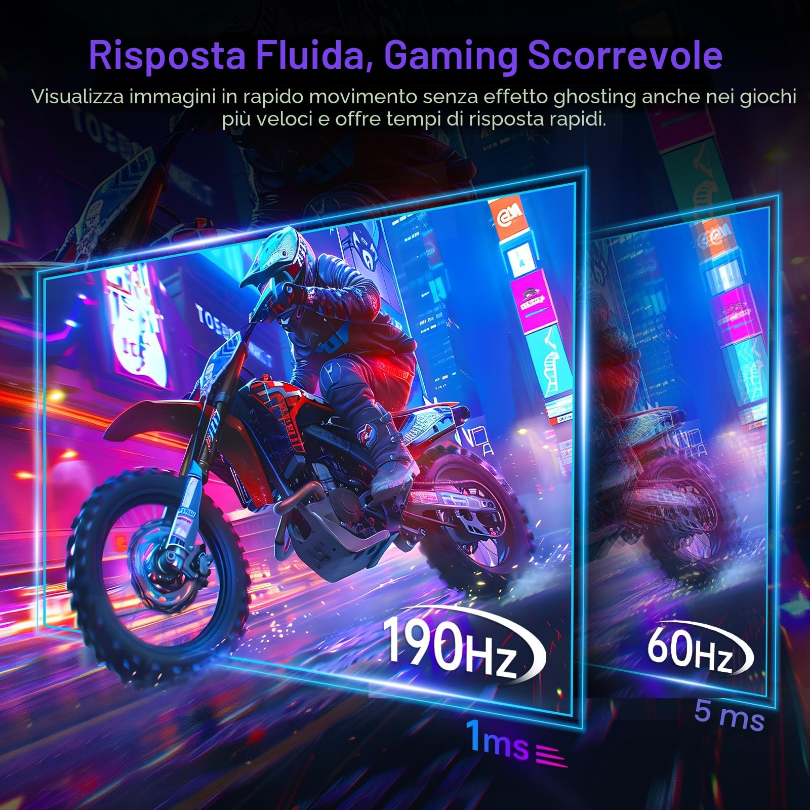 KTC Gaming Monitor 24 Pollici, Fast IPS, 190Hz, 1ms, 1080P FHD 1920x1080 Schermo PC, 133% sRGB, HDR10, Computer Monitor con FreeSync & G-sync, Eye Care, HDMI2.0, DP1.4, H24F8