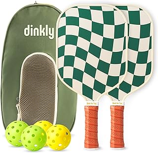 Dinkly Pickleball Paddles Set of 2 - USAPA Approved Graphite Pickleball Racket, 2 Pickleball Rackets, 4 Balls and 1 Portab...
