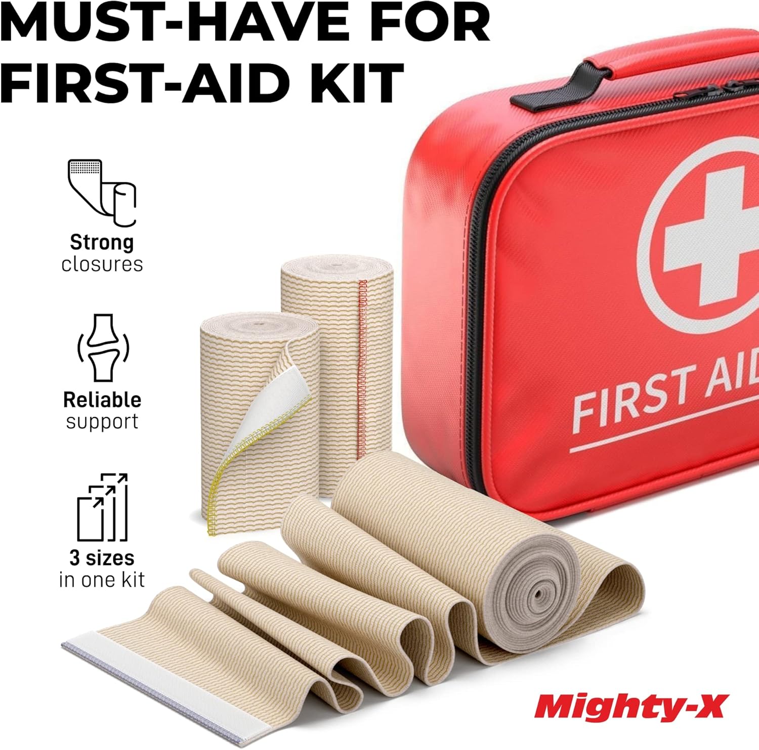 Premium Elastic Bandage Wrap with Self-Closures - 6 pk (2x2”, 2x3", 2x4") - Compression Bandage Wrap : Health & Household